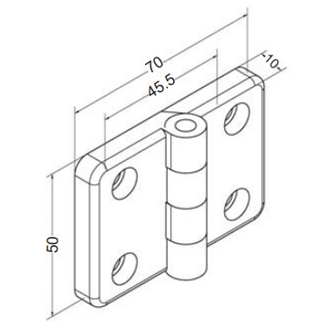 Bisagra B4545M6 para perfil estructural de aluminio SPTC