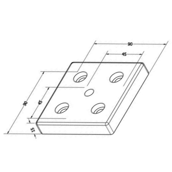 Placa fijación pata PB9090 para perfil estructural de aluminio SPTC