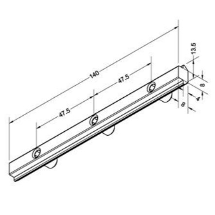 Regleta A1R140 para perfil estructural de aluminio SPTC